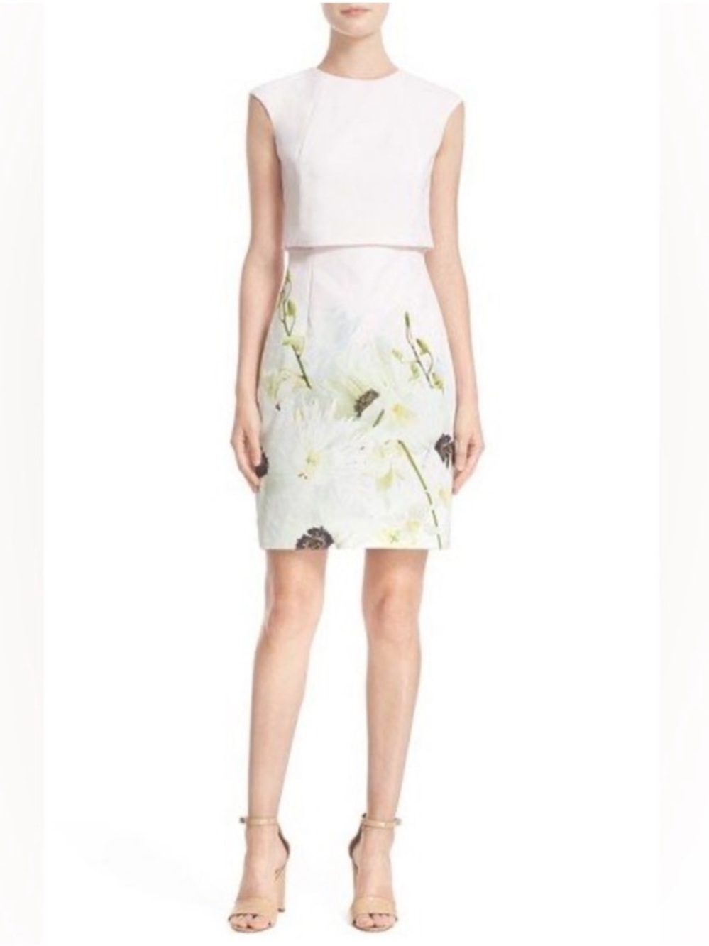 Ted Baker Pearly Petals Popover Bodice Sheath Dress Size 2